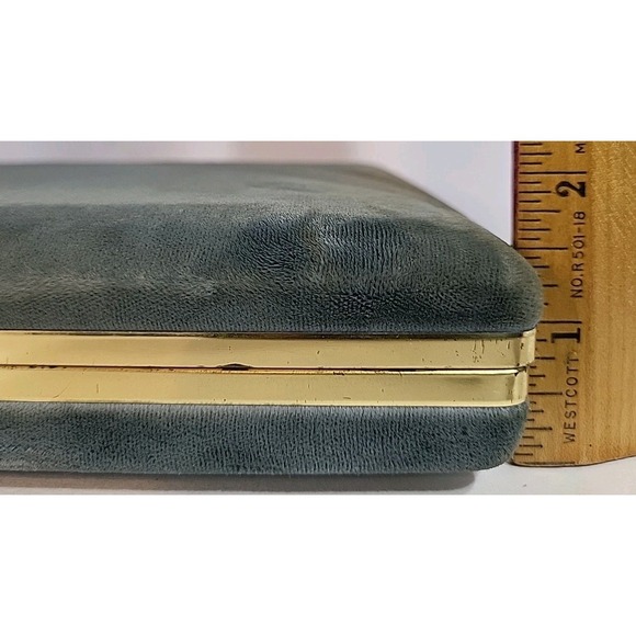 Vintage MELE Blue Velvet Travel Clamshell Jewelry Box Earring Case Lined - Picture 14 of 15